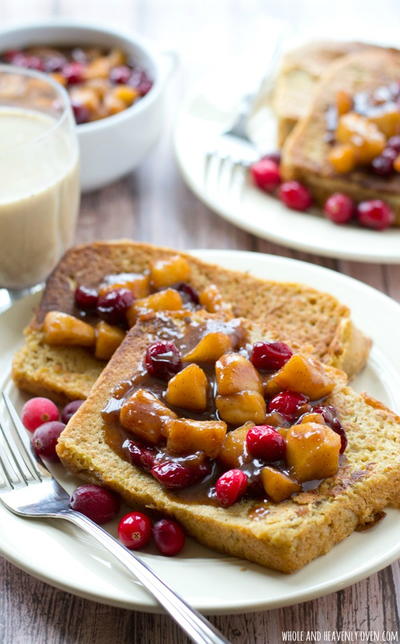 Eggnog French Toast with Cranberry-Apple Syrup | RecipeLion.com