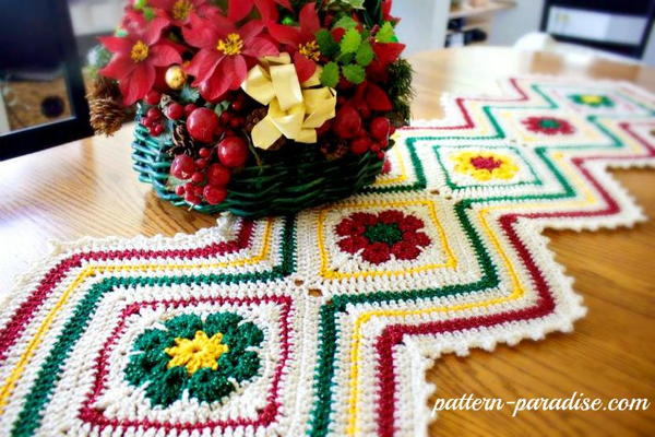 Joyful Flowers Christmas Table Runner