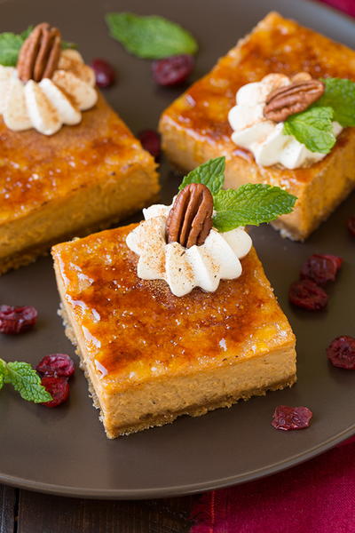 Pumpkin Brulee Cheesecake Bars