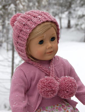 Pink And Ivory Hand Crochet Cotton Beanie Hat For The American Girl Doll