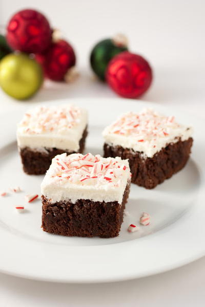 Peppermint Brownies with Peppermint Buttercream Frosting