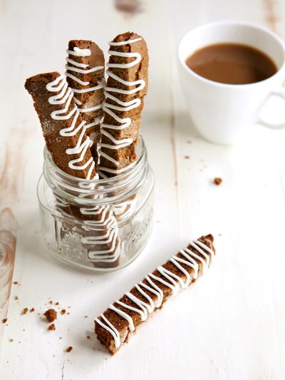 Gingersnap Biscotti with White Chocolate Drizzle