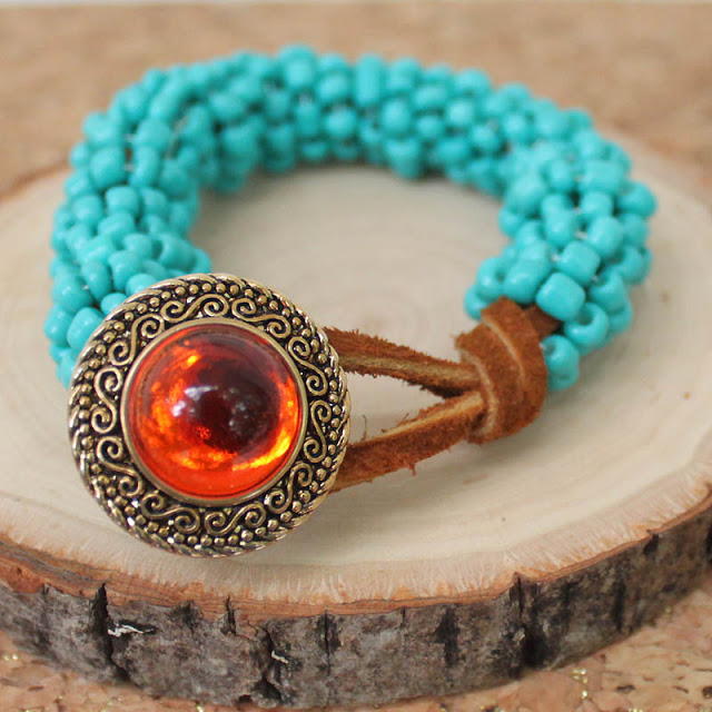 Turquoise Fantasy Leather Bracelet