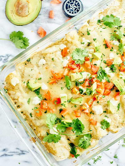 Green Chile Chicken Enchiladas with Sweet Potatoes