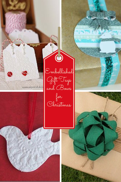 Embellished Gift Tags and Bows For Christmas