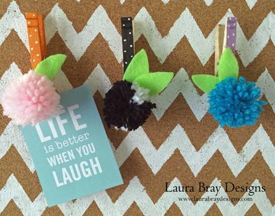 Pom Pom Clothespin Pushpins