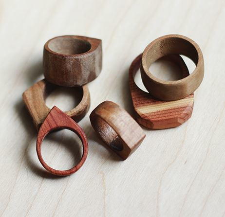 A few wooden rings I made : r/jewelry