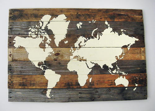 Rustic Pallet Board World Map
