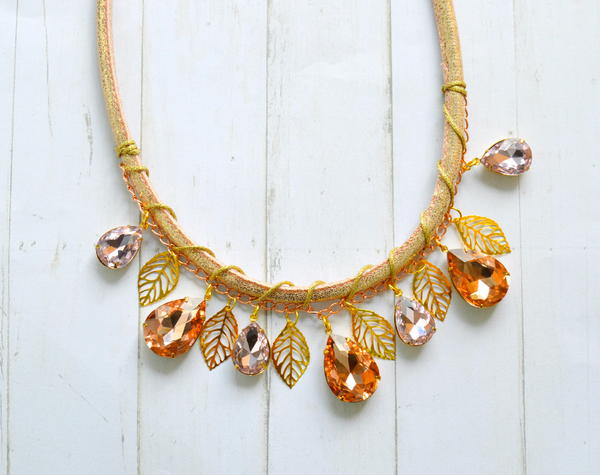 Rhinestone and Cord Statement Necklace