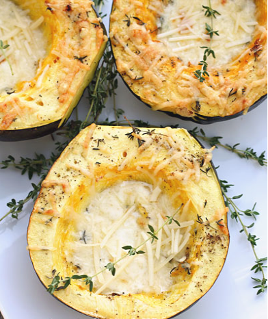 Creamy Parmesan Baked Acorn Squash