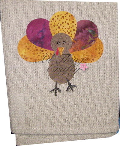 Turkey Applique Thanksgiving Towel