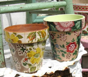 Wallpaper Decoupage Flawer Pots