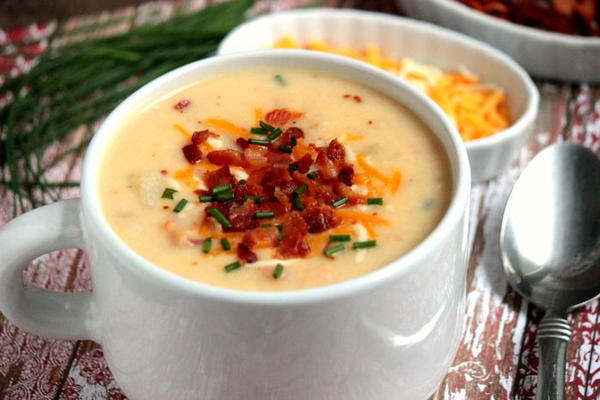 Slow Cooker Loaded Potato and Shrimp Chowder