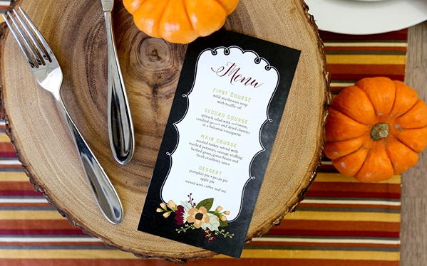 Printable Thanksgiving Menu Cards