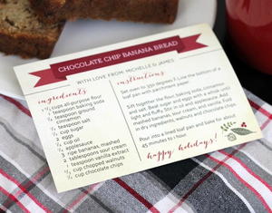 Burgundy Banner Printable Recipe Cards