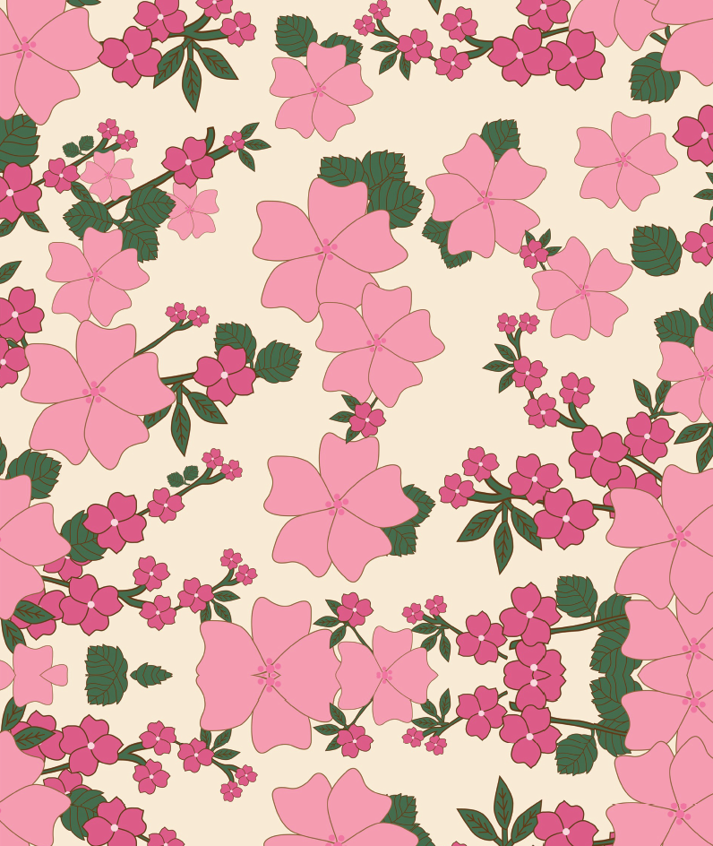 Trendy Vintage Red and Pink Floral Print Wrapping Paper