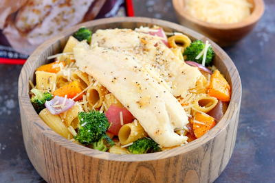 Tilapia with Roasted Vegetable Pasta