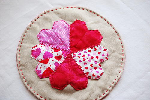 English Paper Pieced Heart Mat