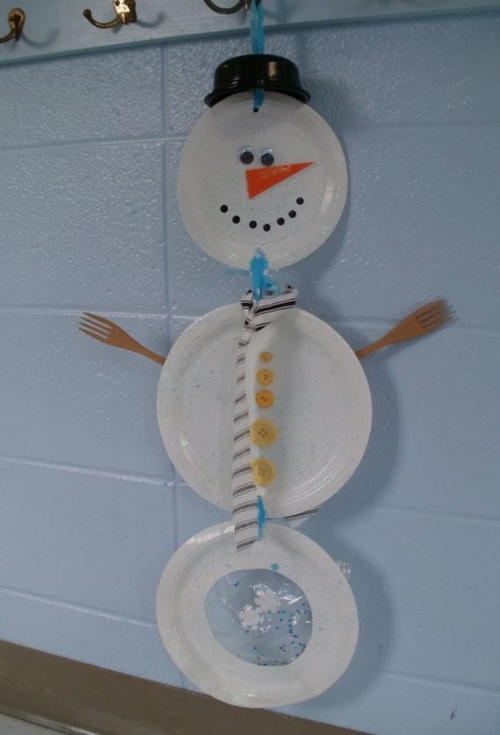 Hanging Paper Plate Snowman
