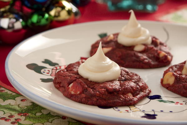 Snowcapped Red Velvet Cookies