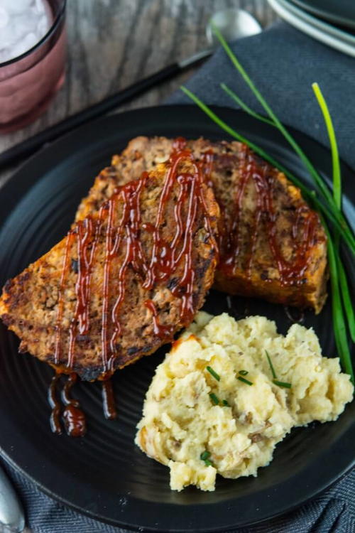 Slow Cooker Meatloaf and Buttermilk Mashed Potatoes