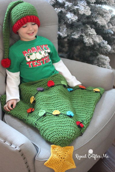 Crochet Christmas Tree Blanket Tail