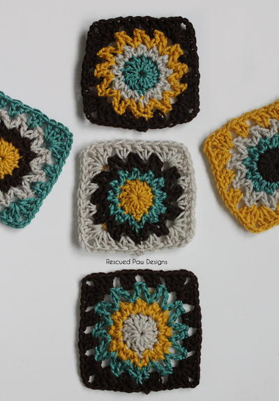 Sun Burst Crochet Granny Square