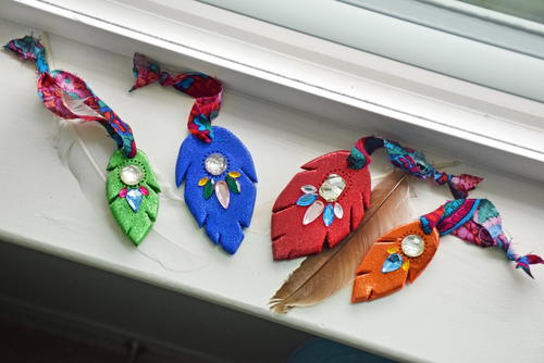 Rainbow Feather DIY Ornaments