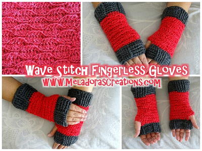 Wave Stitch Fingerless Gloves
