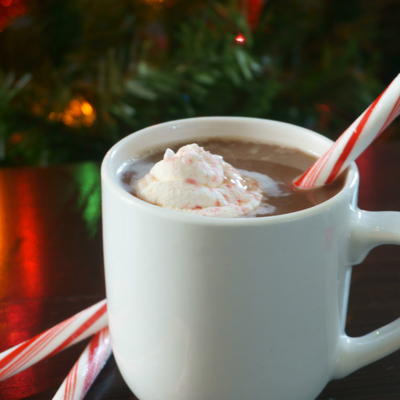 Homemade Hot Cocoa with Frozen Peppermint Whipped Cream
