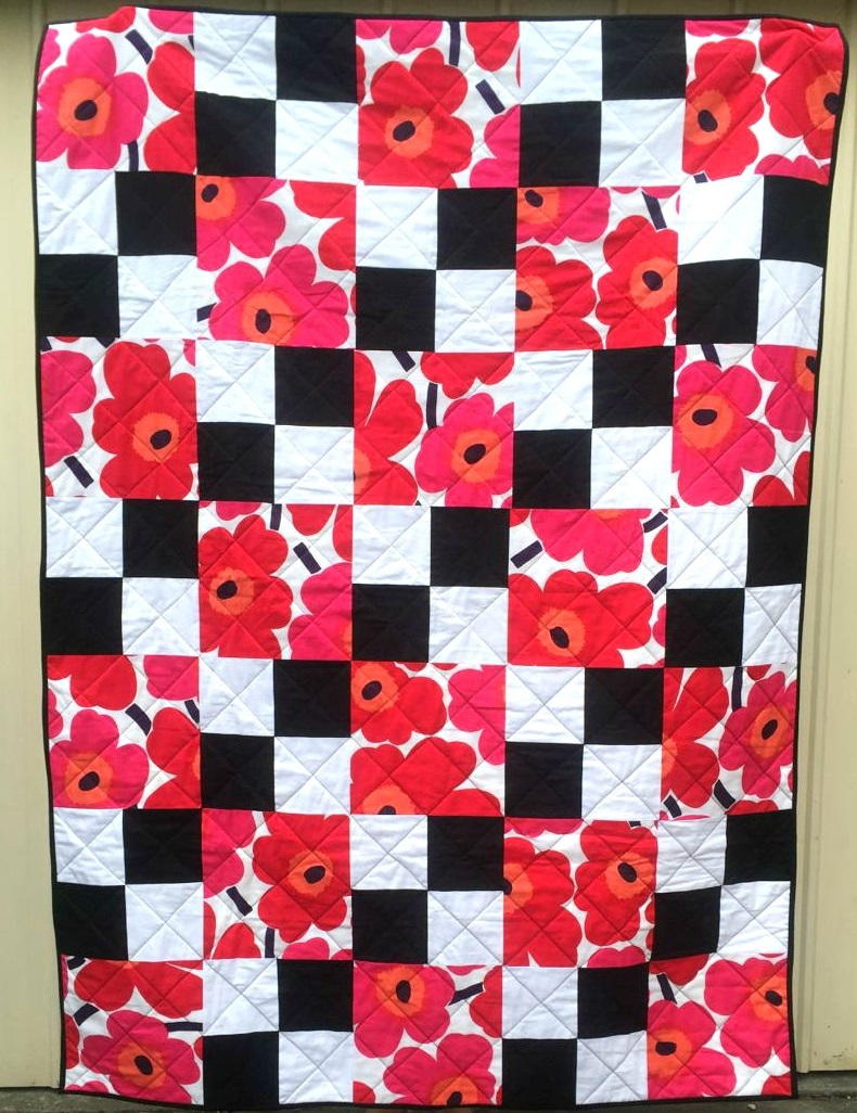 flowers on the checkerboard quilt pattern favequiltscom