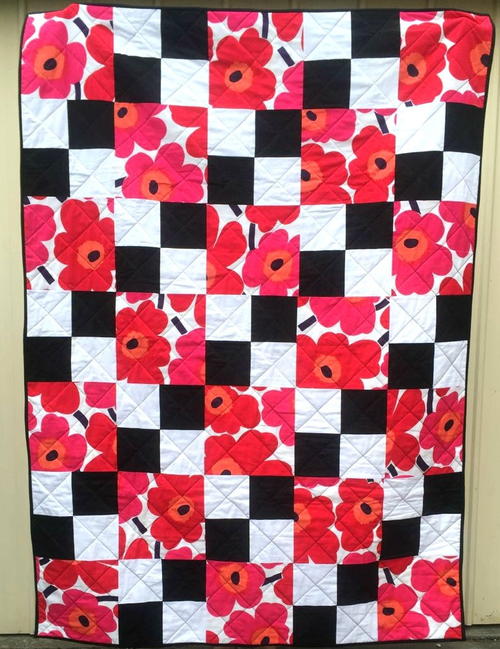 Flowers on the Checkerboard Quilt Pattern