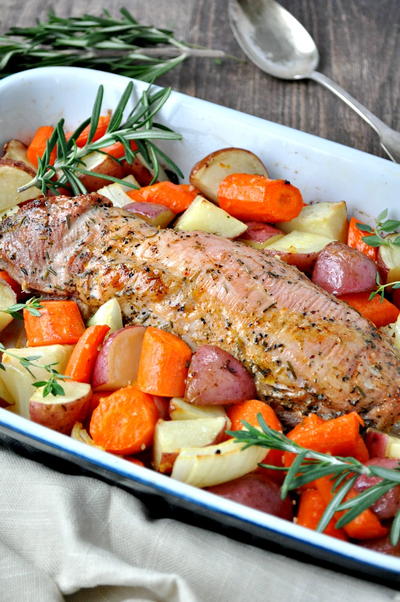 One Pot Garlic and Herb Pork Tenderloin