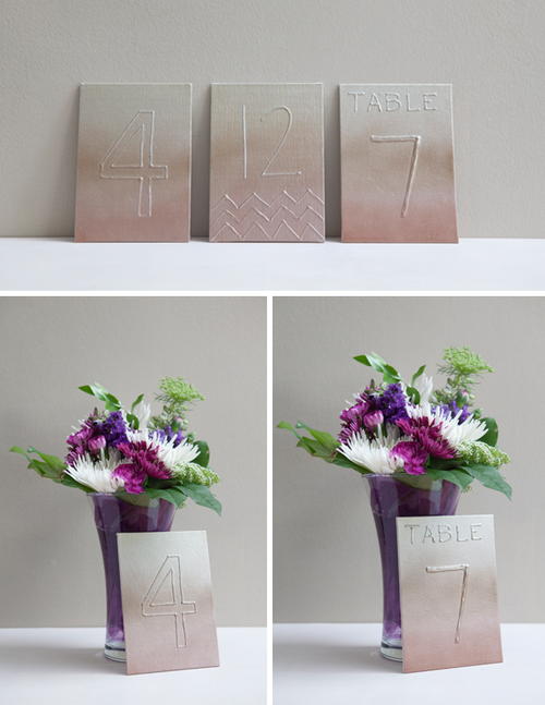 Metallic Ombre DIY Table Numbers