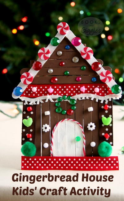 Christmas Crafts For Kids  Popsicle Stick Gingerbread House Craft