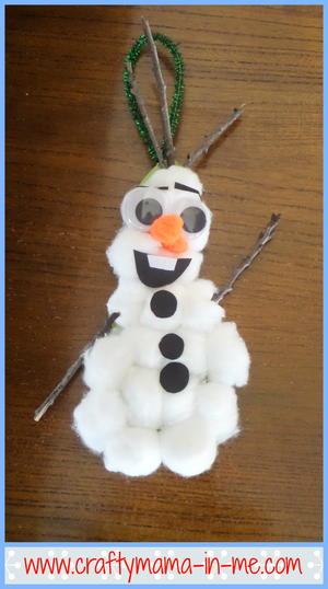 Cute and Easy DIY Olaf Cotton Ball Christmas Ornament
