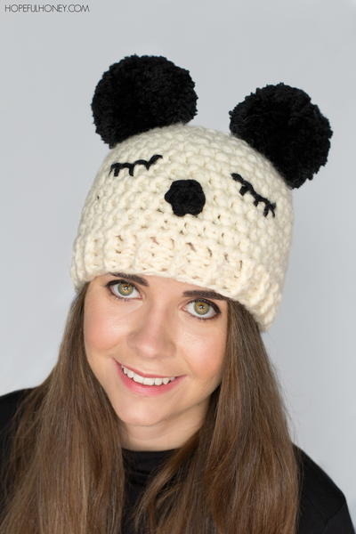 Panda Pom Pom Hat