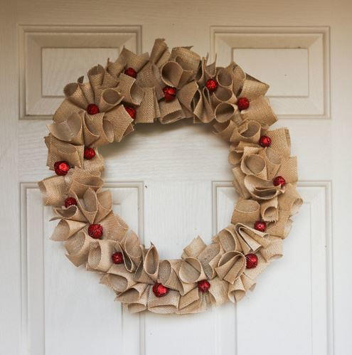 Festive Red Bell Burlap DIY Wreath