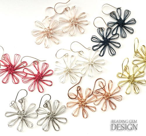 Easy Wire Flower Earrings Using a Loom