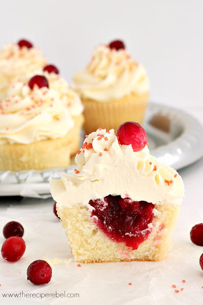 Festive White Chocolate Cranberry Cupcakes