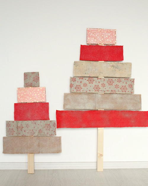 Festive Fabric Covered Plywood Christmas Tree