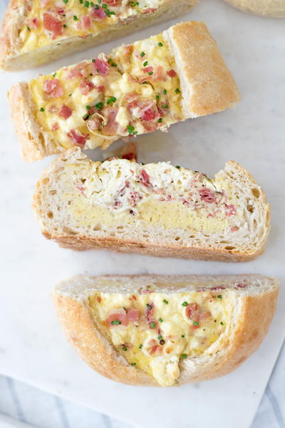 Baked Egg Boats with Pancetta & Leeks