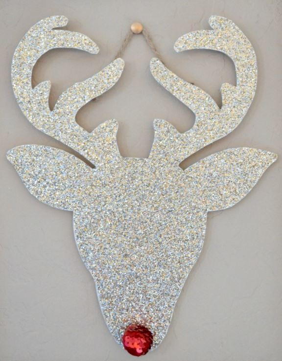 Glitter Rudolph DIY Wall Art | AllFreeChristmasCrafts.com