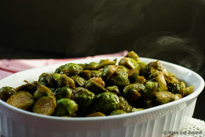 Maple Balsamic Roasted Brussels Sprouts 