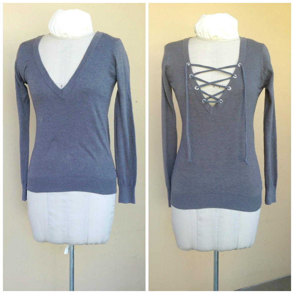Back Tie Detail V-Neck Sweater main image 0