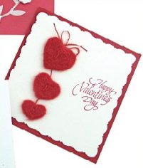 Valentine's Day Felted Hearts Card