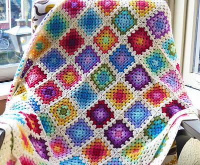 Over the Rainbow Granny Square Blanket