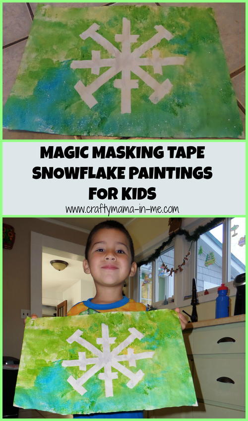 Magic Masking Tape Snowflake Paintings for Kids