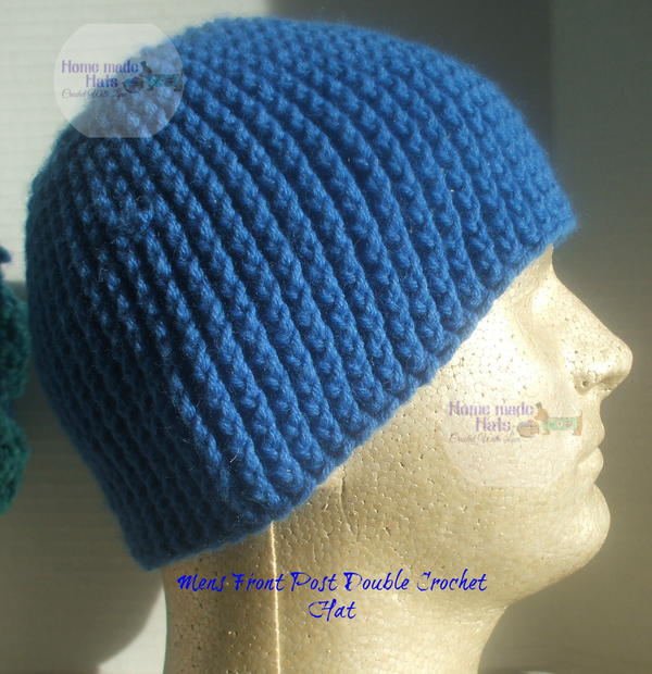 Mens Front Post Double Crochet Beanie