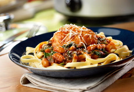 Italian-Style Chicken with White Beans  Spinach